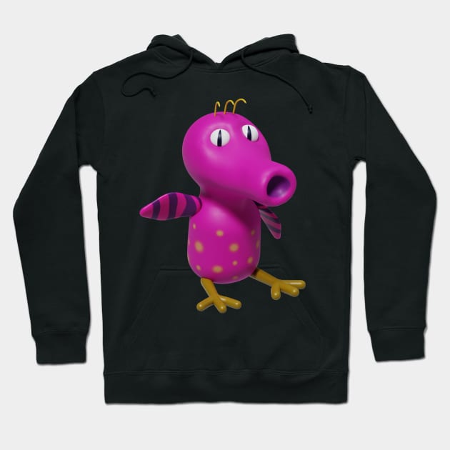 Cute pink bird Monster Hoodie by valsevent